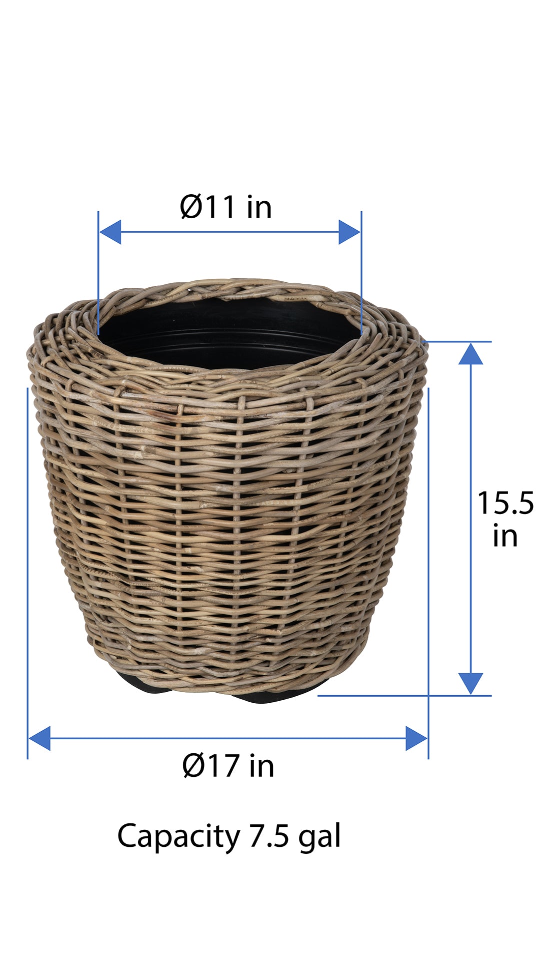 Rattan Kobo Indoor & Outdoor Jar Planter Basket with Plastic Pot