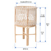 Round Rattan Planter Stand with Handmade White Cotton Rope Macrame for Indoor Use