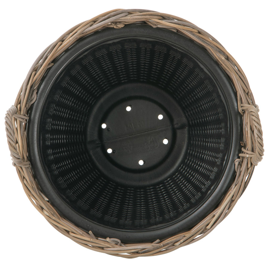 Rattan Kobo Indoor & Outdoor Planter Basket with Ear Handles & Plastic Pot
