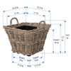 Rattan Kobo Indoor & Outdoor Square Planter Basket with Ear Handles & Plastic Pot