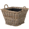 Rattan Kobo Indoor & Outdoor Square Planter Basket with Ear Handles & Plastic Pot