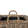 Rattan Kobo Indoor & Outdoor Square Planter Basket with Ear Handles & Plastic Pot