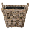 Rattan Kobo Indoor & Outdoor Square Planter Basket with Ear Handles & Plastic Pot