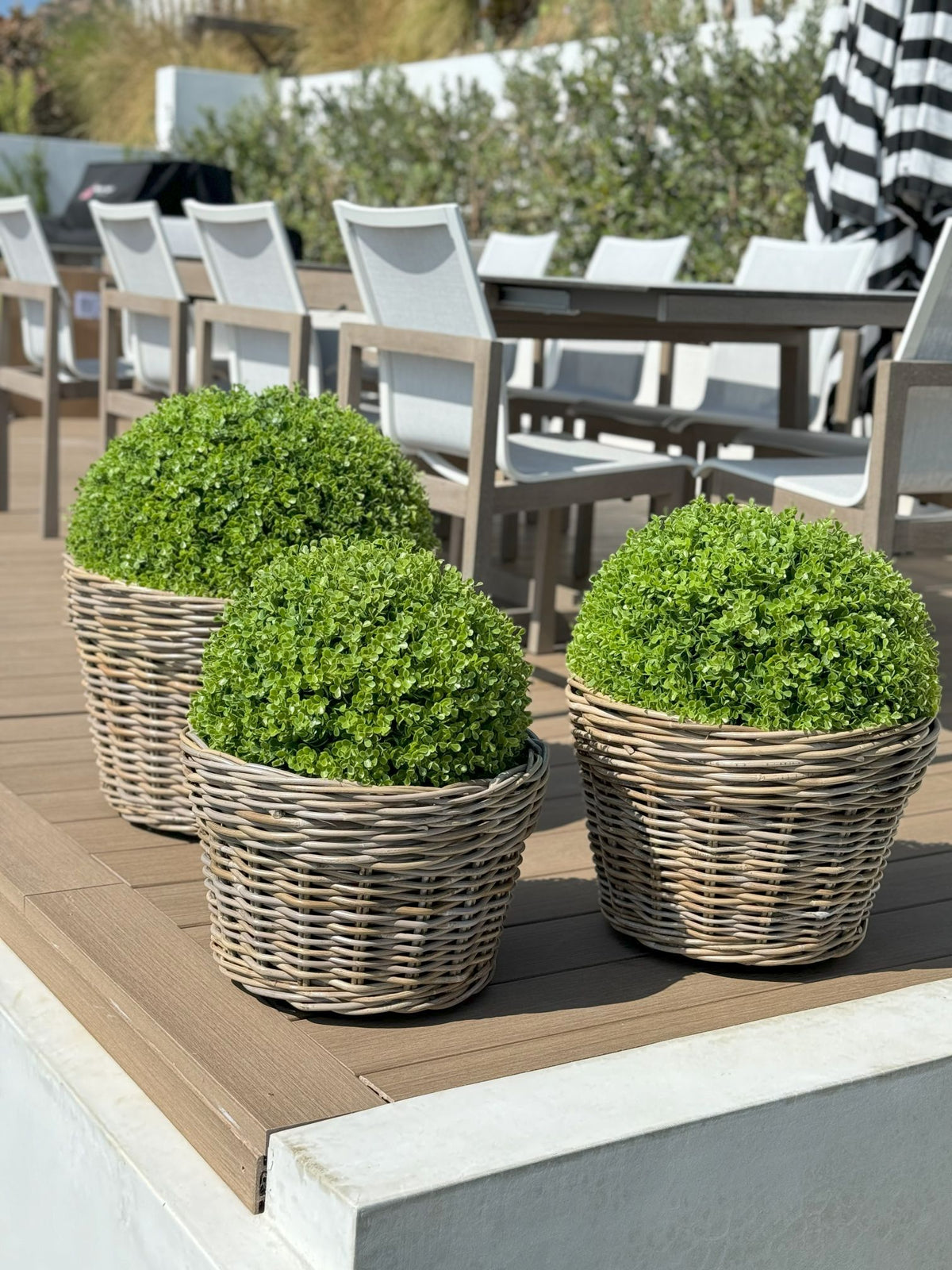 plastic pot planter Rattan Kobo Conical Indoor & Outdoor Planter Basket with Plastic Pot