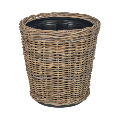 Rattan Kobo Classic Cylinder Indoor & Outdoor Planter Basket, Gray-Brown