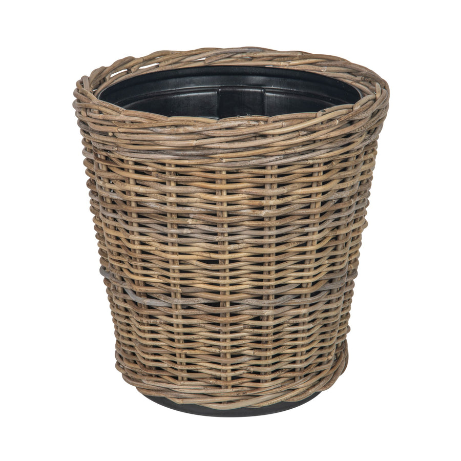 Rattan Kobo Classic Cylinder Indoor & Outdoor Planter Basket, Gray-Brown