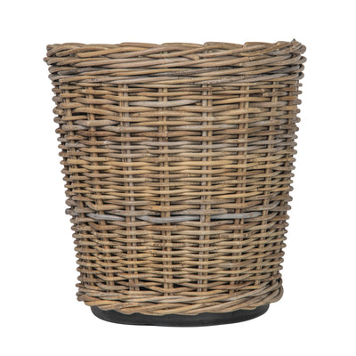 Rattan Kobo Classic Cylinder Indoor & Outdoor Planter Basket, Gray-Brown