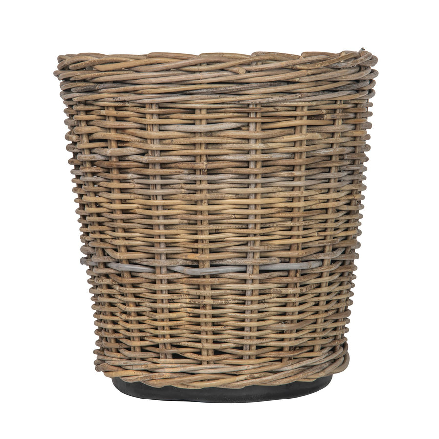 Rattan Kobo Classic Cylinder Indoor & Outdoor Planter Basket, Gray-Brown