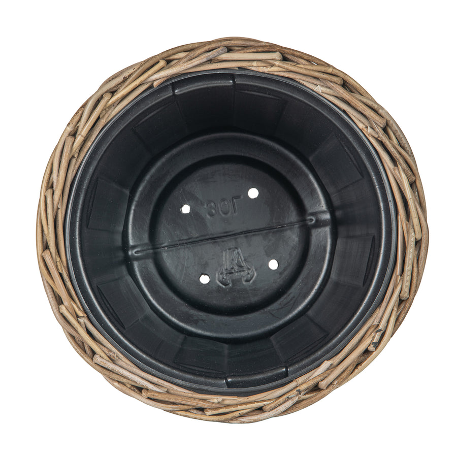 Rattan Kobo Classic Cylinder Indoor & Outdoor Planter Basket, Gray-Brown