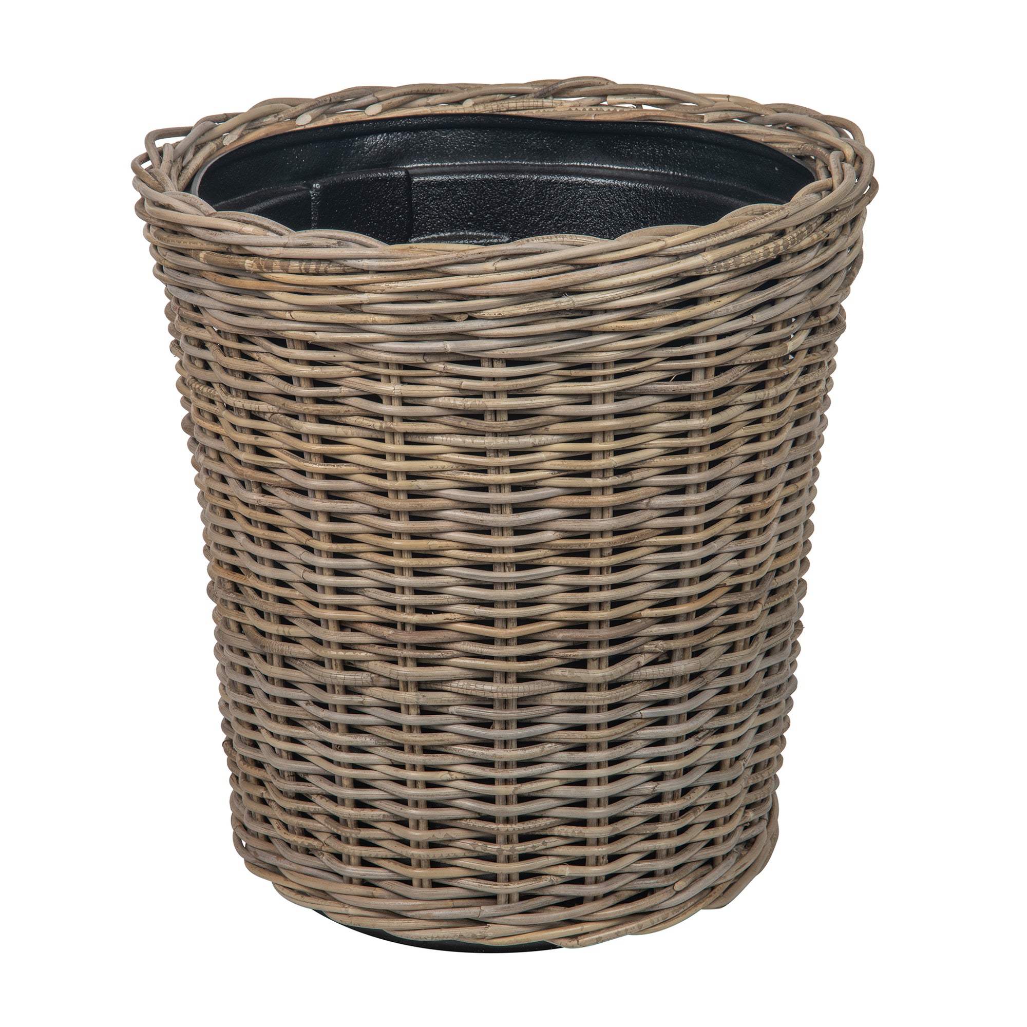 Rattan Kobo Classic Cylinder Indoor & Outdoor Planter Basket, Gray-Brown