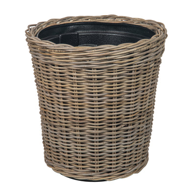 Rattan Kobo Classic Cylinder Indoor & Outdoor Planter Basket, Gray-Brown