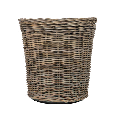 Rattan Kobo Classic Cylinder Indoor & Outdoor Planter Basket, Gray-Brown