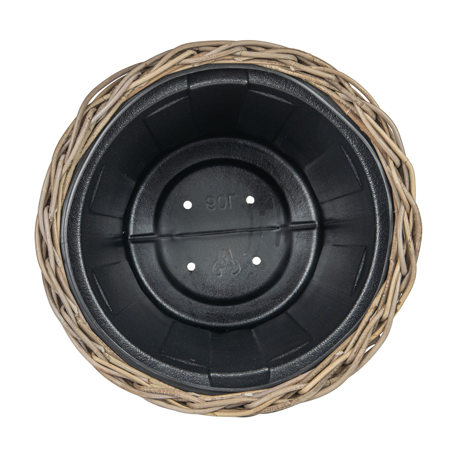 Rattan Kobo Classic Cylinder Indoor & Outdoor Planter Basket, Gray-Brown