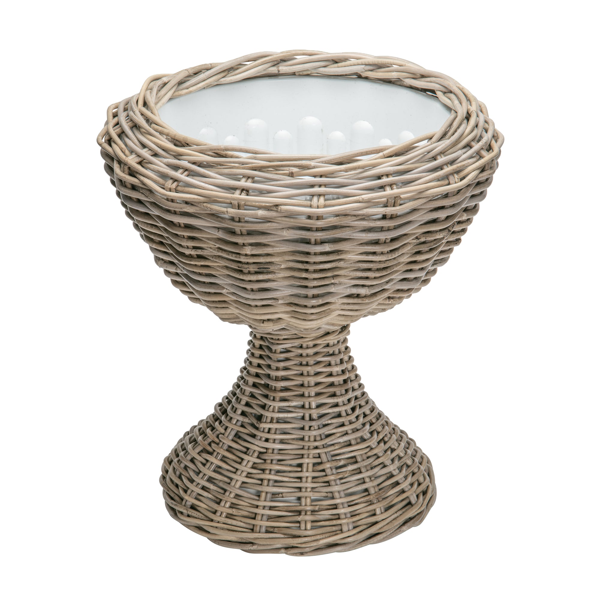 Rattan Kobo Pedestal Indoor & Outdoor Planter Basket with Plastic Pot