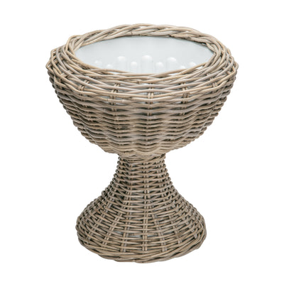 Rattan Kobo Pedestal Indoor & Outdoor Planter Basket with Plastic Pot