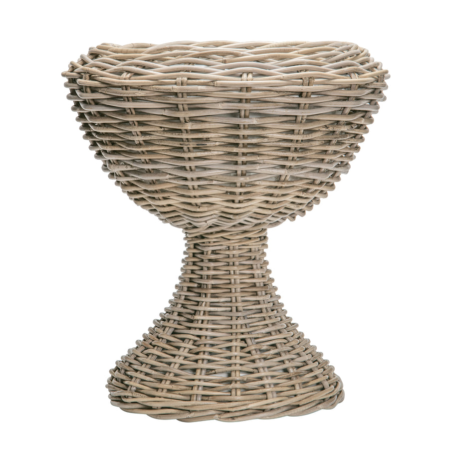Rattan Kobo Pedestal Indoor & Outdoor Planter Basket with Plastic Pot