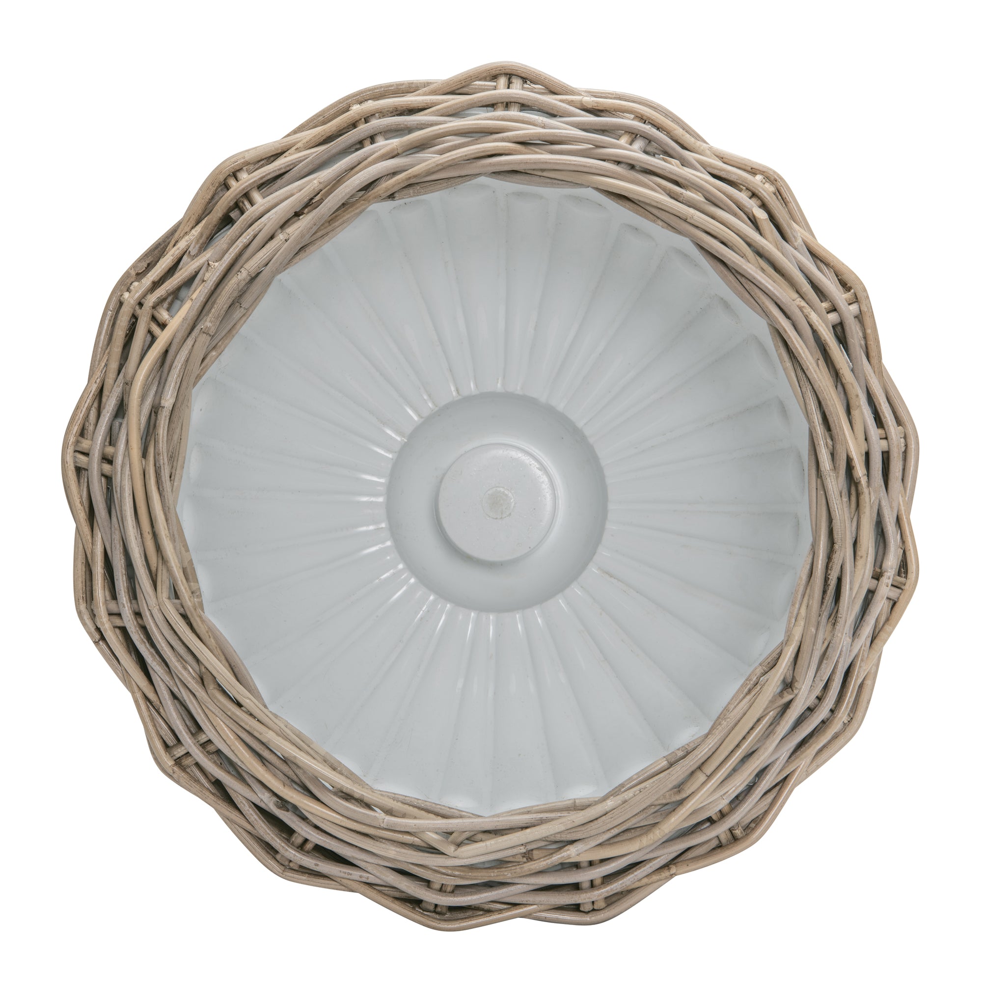 Rattan Kobo Pedestal Indoor & Outdoor Planter Basket with Plastic Pot
