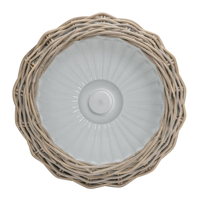 Rattan Kobo Pedestal Indoor & Outdoor Planter Basket with Plastic Pot