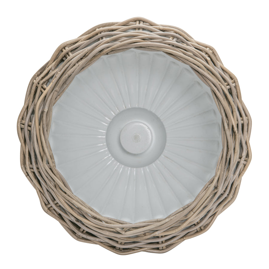 Rattan Kobo Pedestal Indoor & Outdoor Planter Basket with Plastic Pot