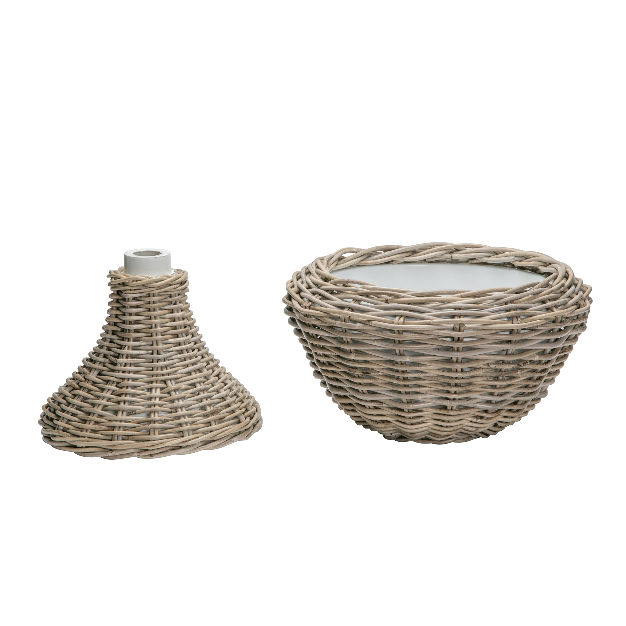 Rattan Kobo Pedestal Indoor & Outdoor Planter Basket with Plastic Pot