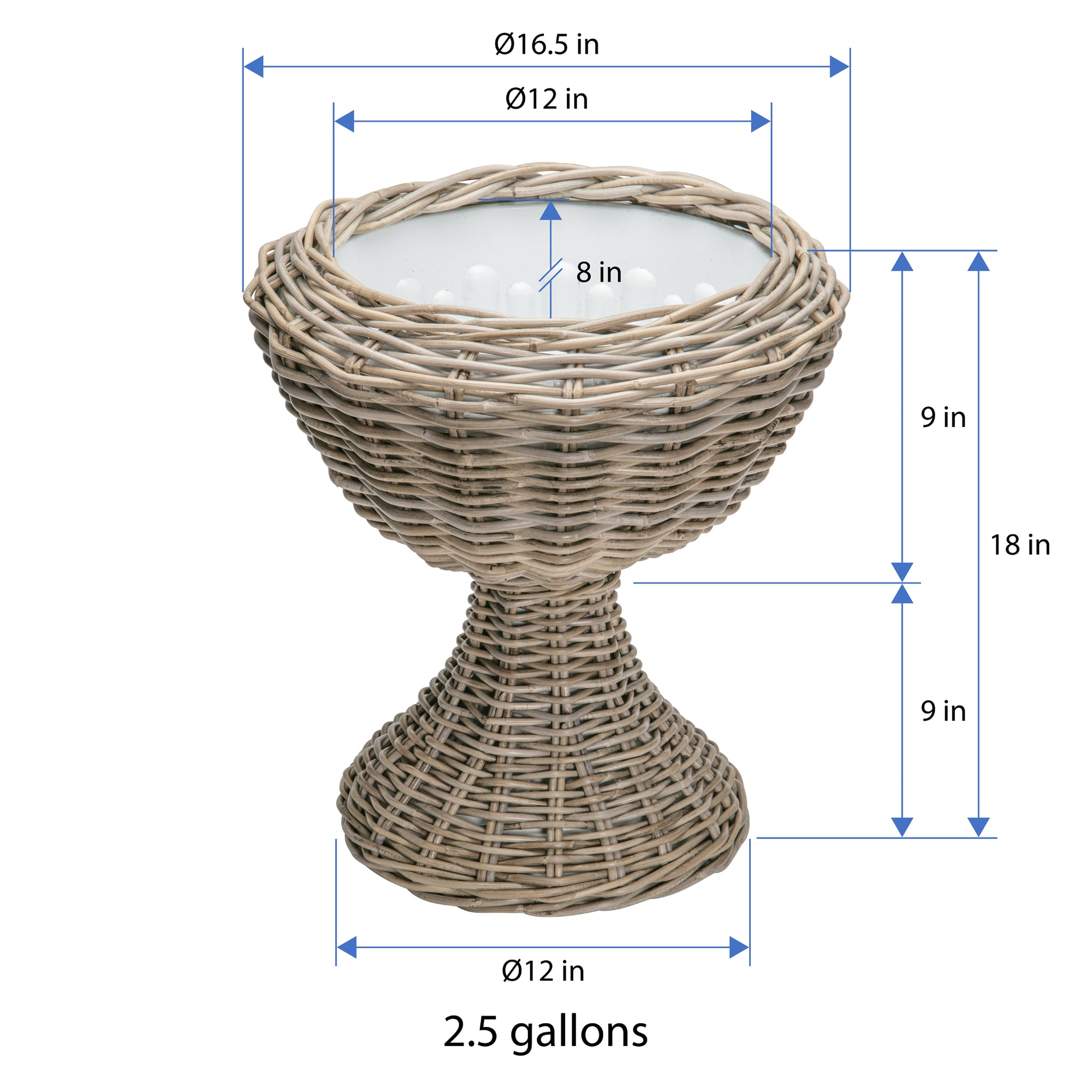 Rattan Kobo Pedestal Indoor & Outdoor Planter Basket with Plastic Pot