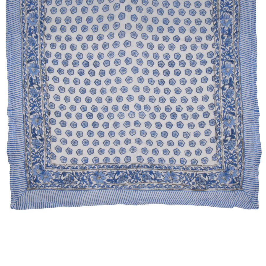 Hand Block Print Cotton Quilt and Bed Spread, Blue&White