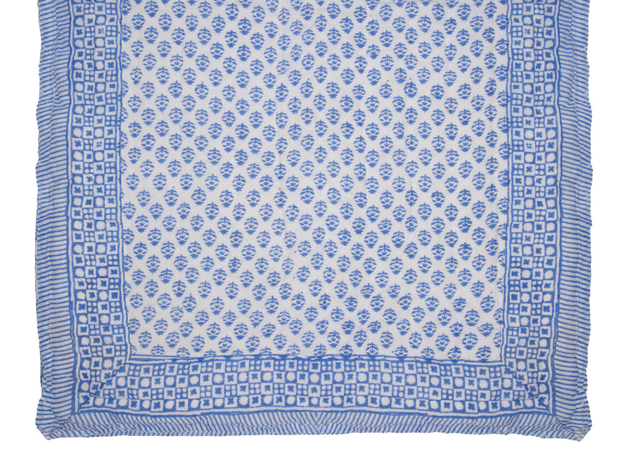 Hand Block Print Cotton Quilt and Bed Spread, Blue&White