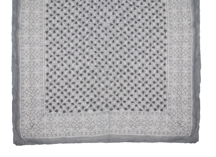 Hand Block Print Cotton Quilt and Bed Spread, Gray