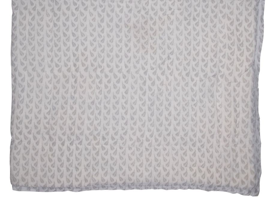Hand Block Print Cotton Quilt and Bed Spread, Gray