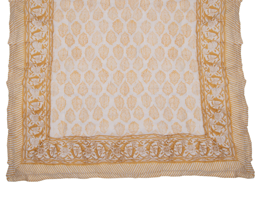 Hand Block Print Cotton Quilt and Bed Spread, Yellow