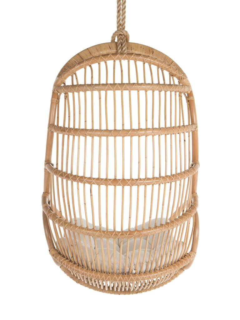Hanging Rattan Swing Chair with Seat Cushion