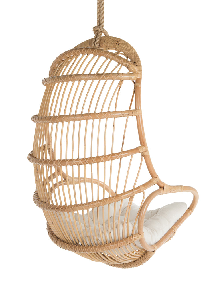 Hanging Rattan Swing Chair with Seat Cushion