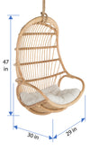 Kouboo Hanging Rattan Swing Chair With White Seat Cushion