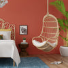 Kouboo Hanging Rattan Swing Chair With White Seat Cushion