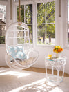 Kouboo Hanging Rattan Swing Chair With White Seat Cushion