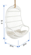 Kouboo Hanging Rattan Swing Chair With White Seat Cushion