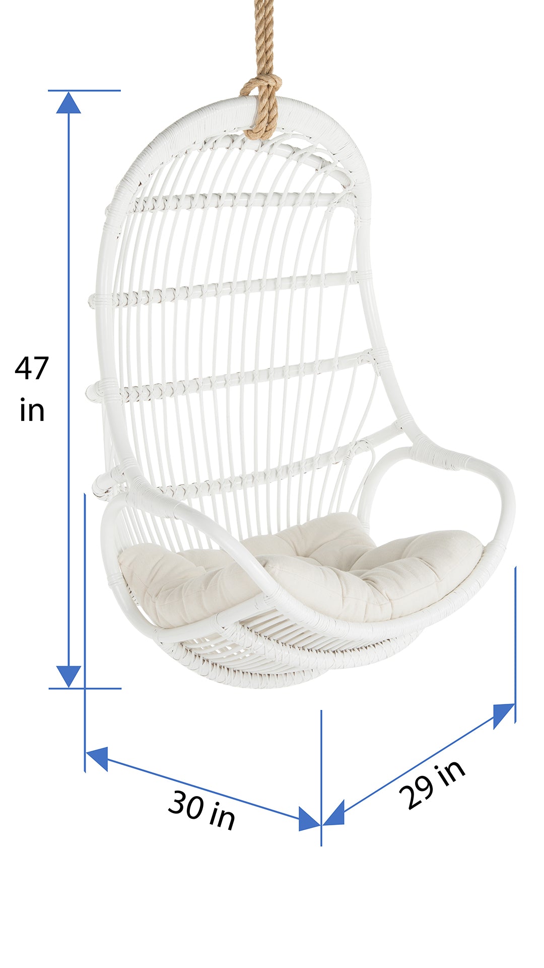 Hanging Rattan Swing Chair with Seat Cushion