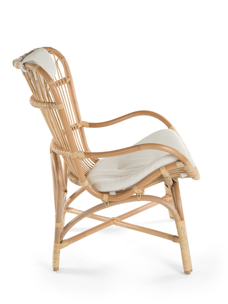 Rattan Loop Lounge Chair with Seat and Head Cushion