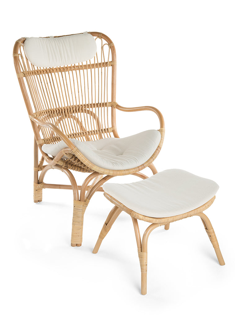 SANKAKU LOUNGE CHAIR 1脚 ／ナチュラル Rattan Loop Side Chair with Seat Cushion, Natural Color, Set