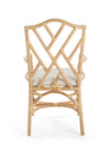 Rattan Chippendale Upholstered Dining Armchair, Set of 2 Chairs