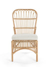 Rattan Loop Side Chair with Seat Cushion, Natural Color, Set of 2 Chairs