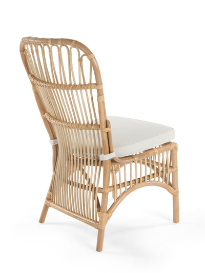 Rattan Loop Side Chair with Seat Cushion, Natural Color, Set of 2 Chairs