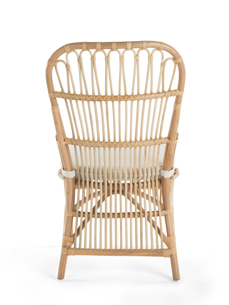 Rattan Loop Side Chair with Seat Cushion, Natural Color, Set of 2 Chairs