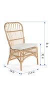 Rattan Loop Side Chair with Seat Cushion, Natural Color, Set of 2 Chairs