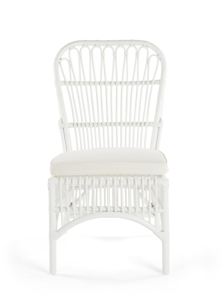 Rattan Loop Side Chair with Seat Cushion, Natural Color, Set of 2 Chairs