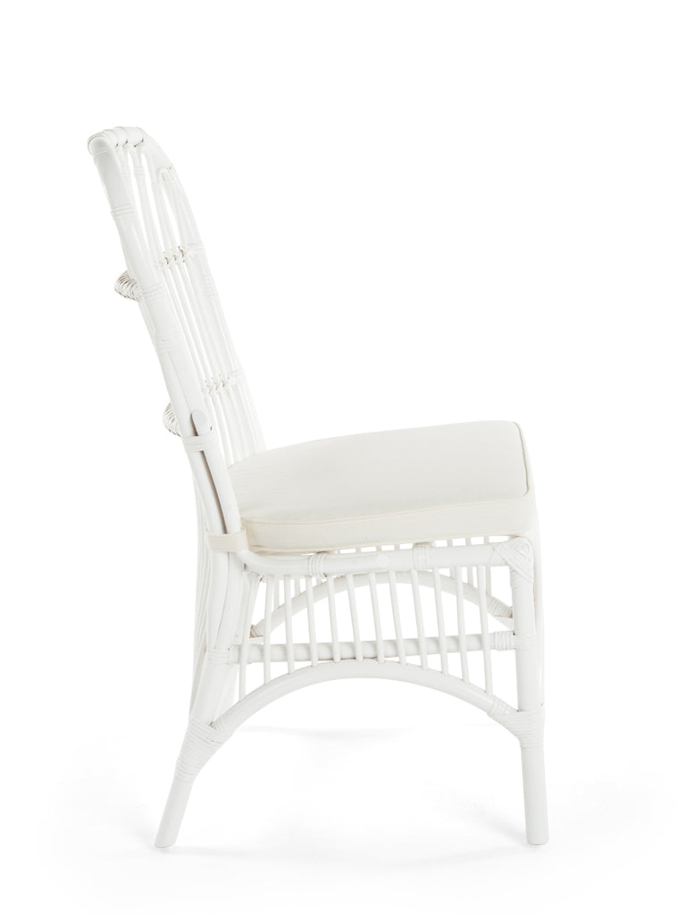 Rattan Loop Side Chair with Seat Cushion, Natural Color, Set of 2 Chairs