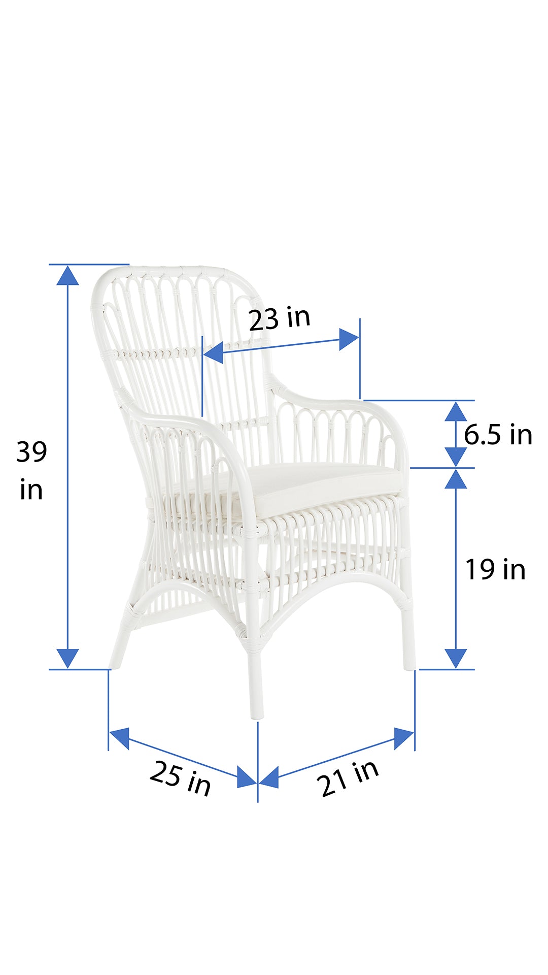 Rattan Loop Armchair with Seat Cushion, Set of 2 Chairs