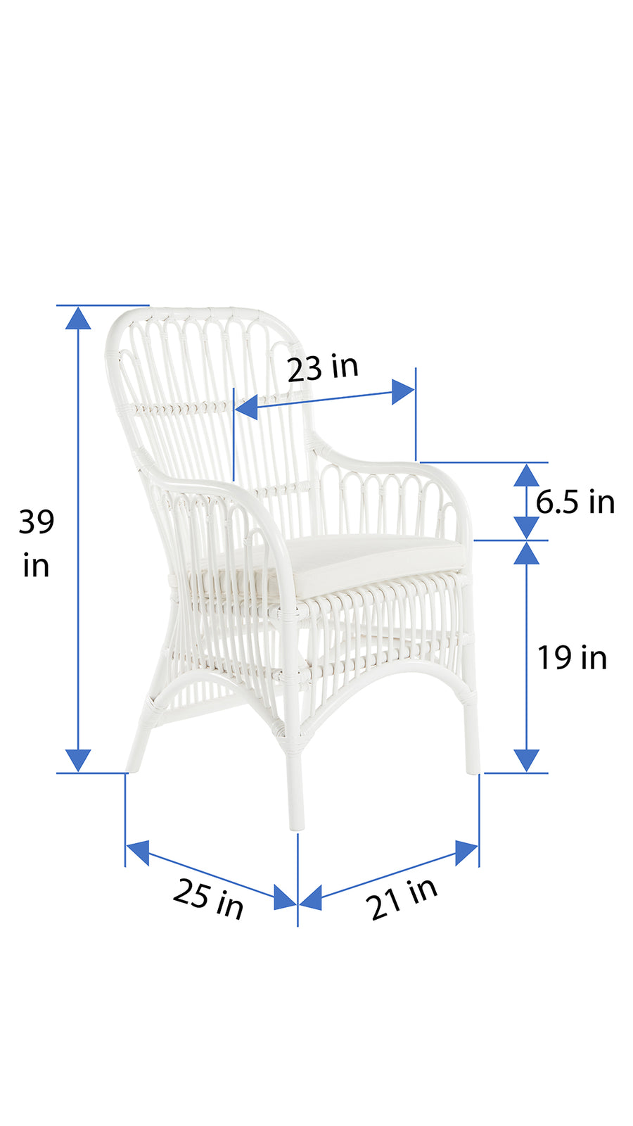 Rattan Loop Armchair with Seat Cushion, Set of 2 Chairs