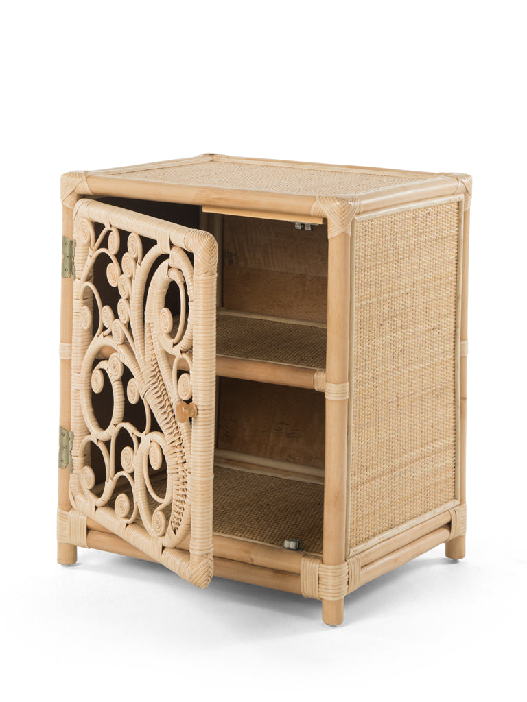 Rattan Peacock Nightstand, Natural Brown