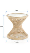 Peacock Rattan Side Table with Glass Top